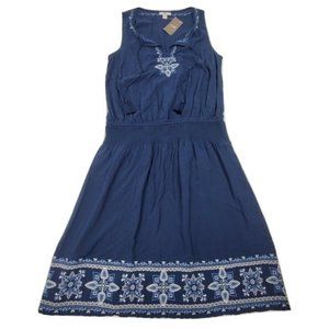 J Jill Everyday Blum Blue Boho Embroidered Dress